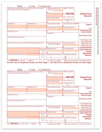 1099OID Tax Forms for 2022. Official IRS Copy A 1099-OID for Original Issue Discount - DiscountTaxForms.com