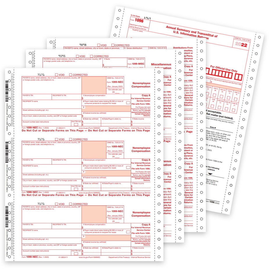 1099 Carbonless Continuous Tax Forms for 2022, Multi-Part 1099 Forms for Pin-Fed Printers and Typewriters - DiscountTaxForms.com