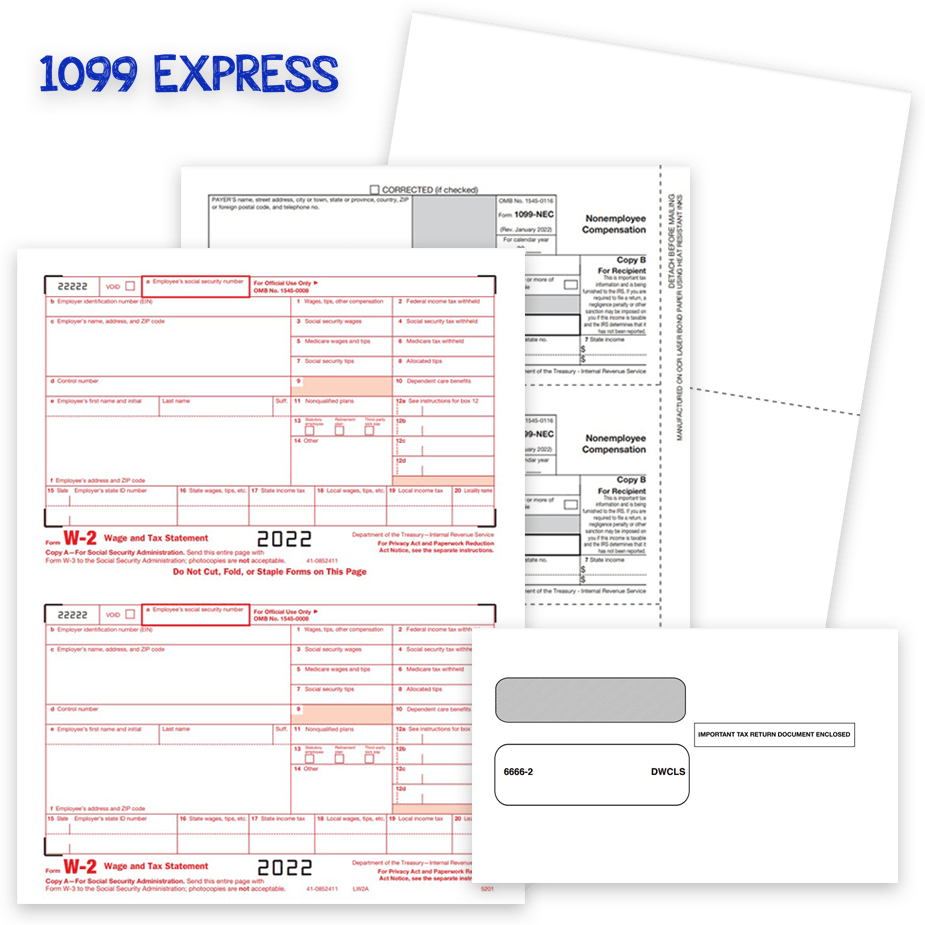 1099 Express Software Compatible Tax Forms 1099 Express Software Compatible 1099 & W2 Tax Forms and Envelopes for 2022 - DiscountTaxForms.com