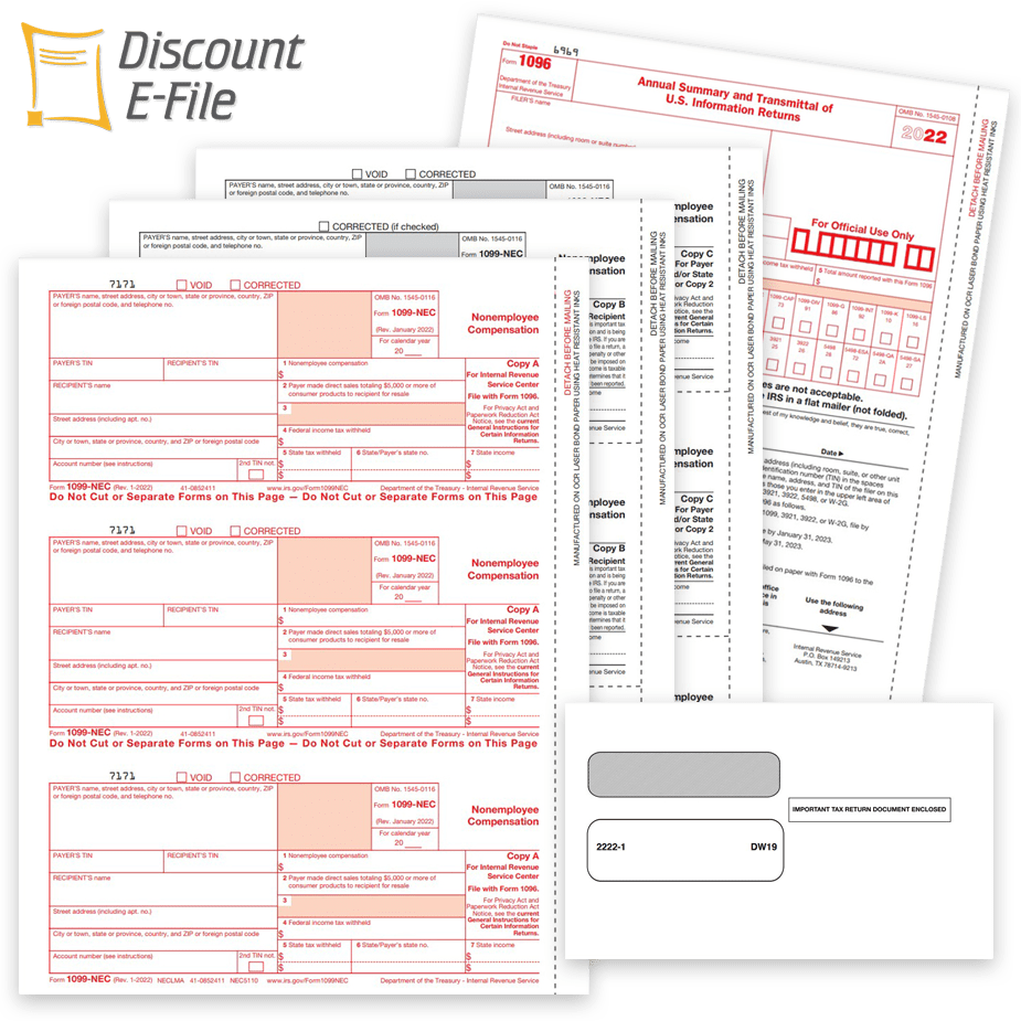 1099 Tax Form Sets for 2022, Official Preprinted 1099 Forms and Envelopes - DiscountTaxForms.com