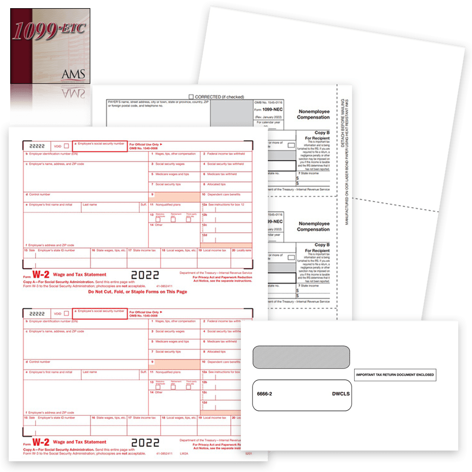 1099ETC Software Compatible 1099 & W2 Tax Forms and Envelopes for 2022 - DiscountTaxForms.com