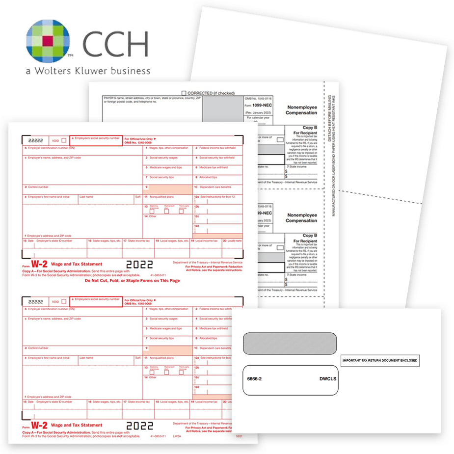 CCH Software Compatible 1099 & W2 Tax Forms CCH Software Compatible 1099 & W2 Tax Forms and Envelopes for 2022 - DiscountTaxForms.com