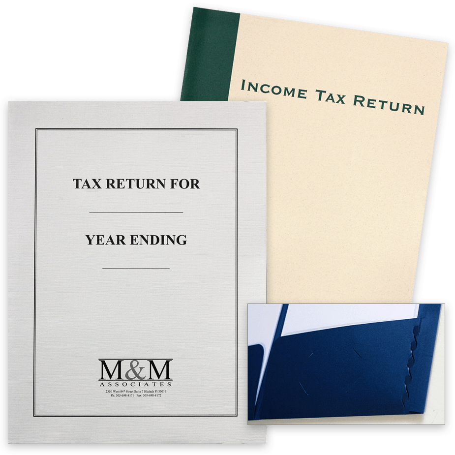 Tax Return Folders with Expanding Pockets and Spine for Large Client Tax Return Document Presentation, Stock and Customized Options - DiscountTaxForms.com