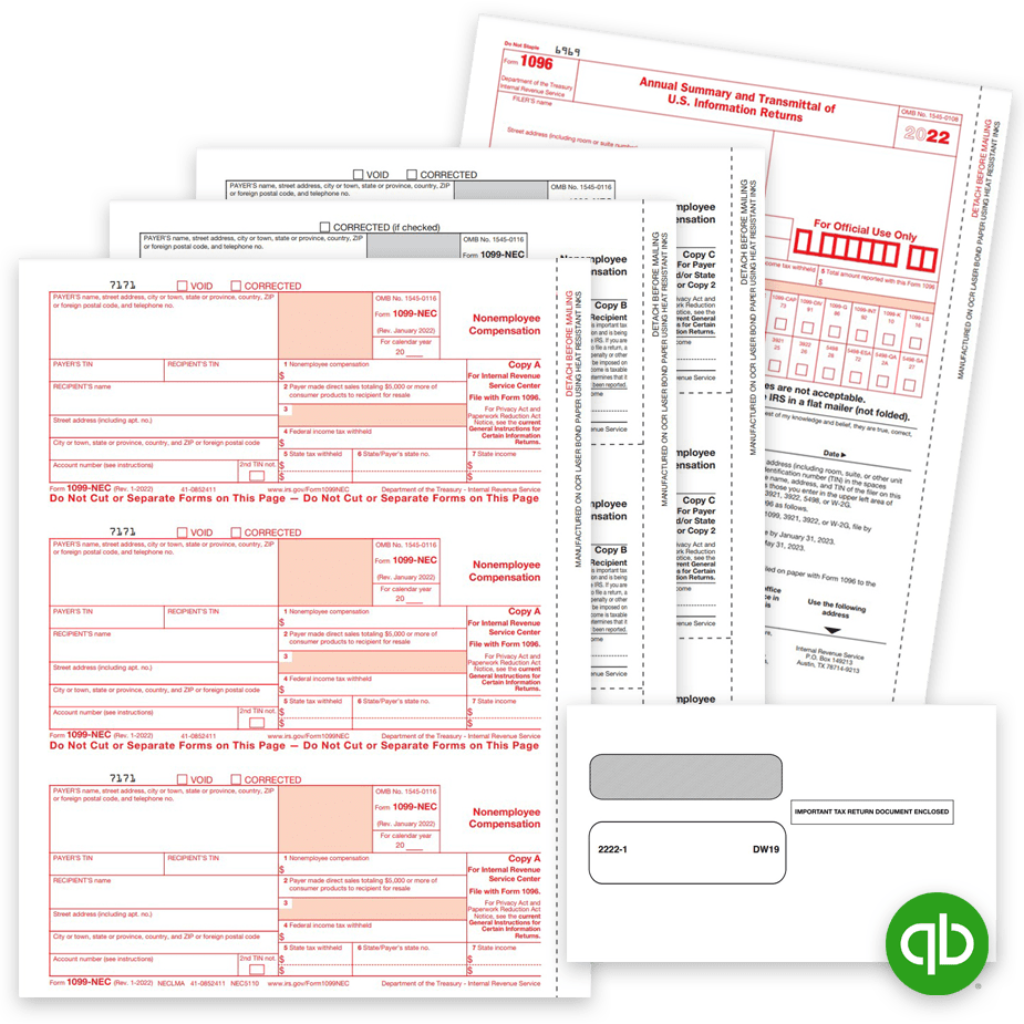 Intuit QuickBooks 1099 Tax Forms for 2022, Compatible with QuickBooks at Discount Prices, No Coupon Code Needed - DiscountTaxForms.com