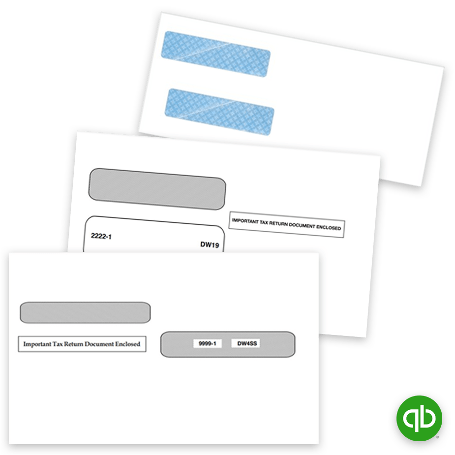 Intuit QuickBooks Compatible Envelopes for Tax Forms, 1099 & W2 Forms, Window Security Envelopes for QuickBooks at Big Discounts, No Coupon Needed - DiscountTaxForms.com