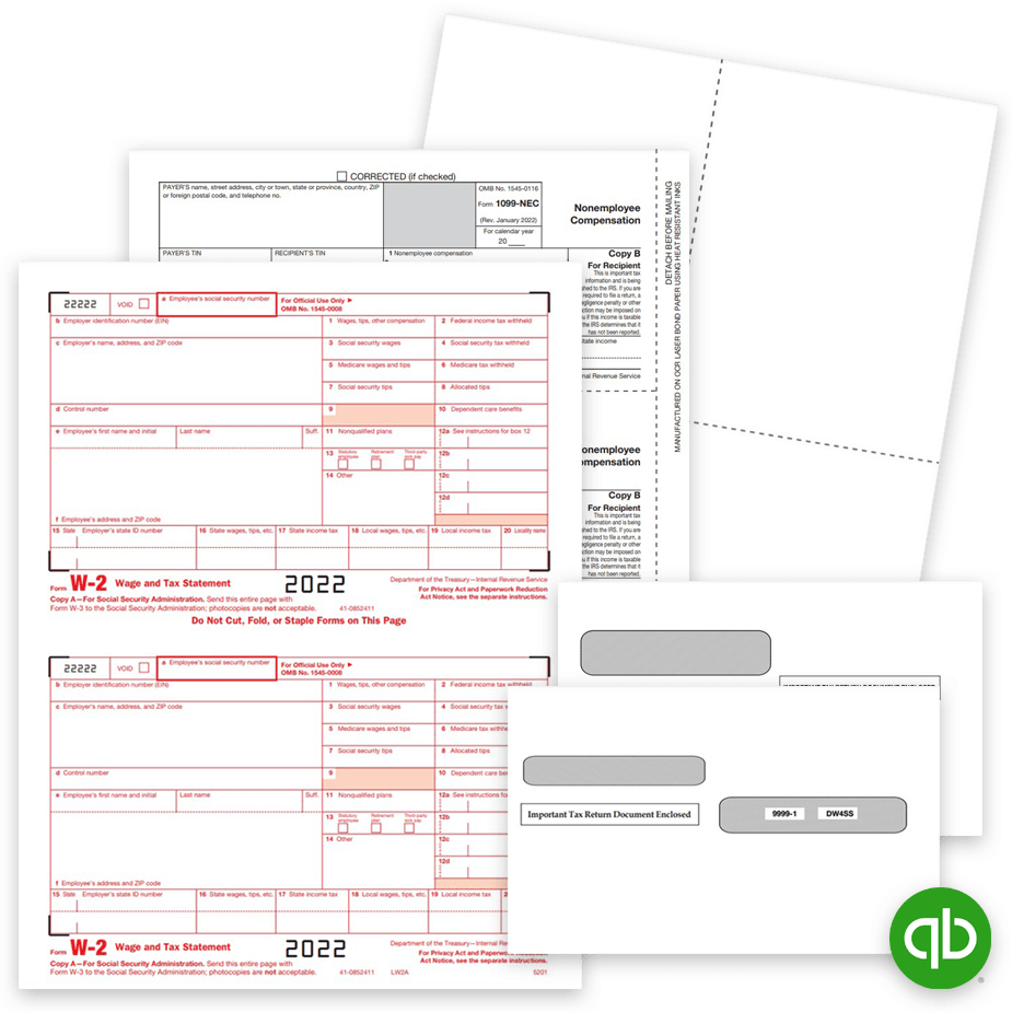 Intuit QuickBooks Compatible Tax Forms for 2022, Official 1099 & W2 Tax Forms for QuickBooks at Big Discounts, No Coupon Needed - DiscountTaxForms.com