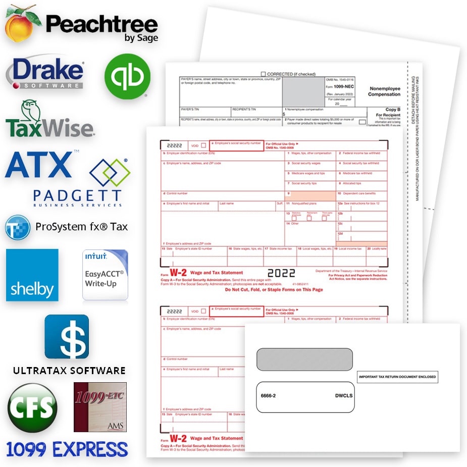 Software Compatible 1099 & W2 Tax Forms for 2022 - DiscountTaxForms.com
