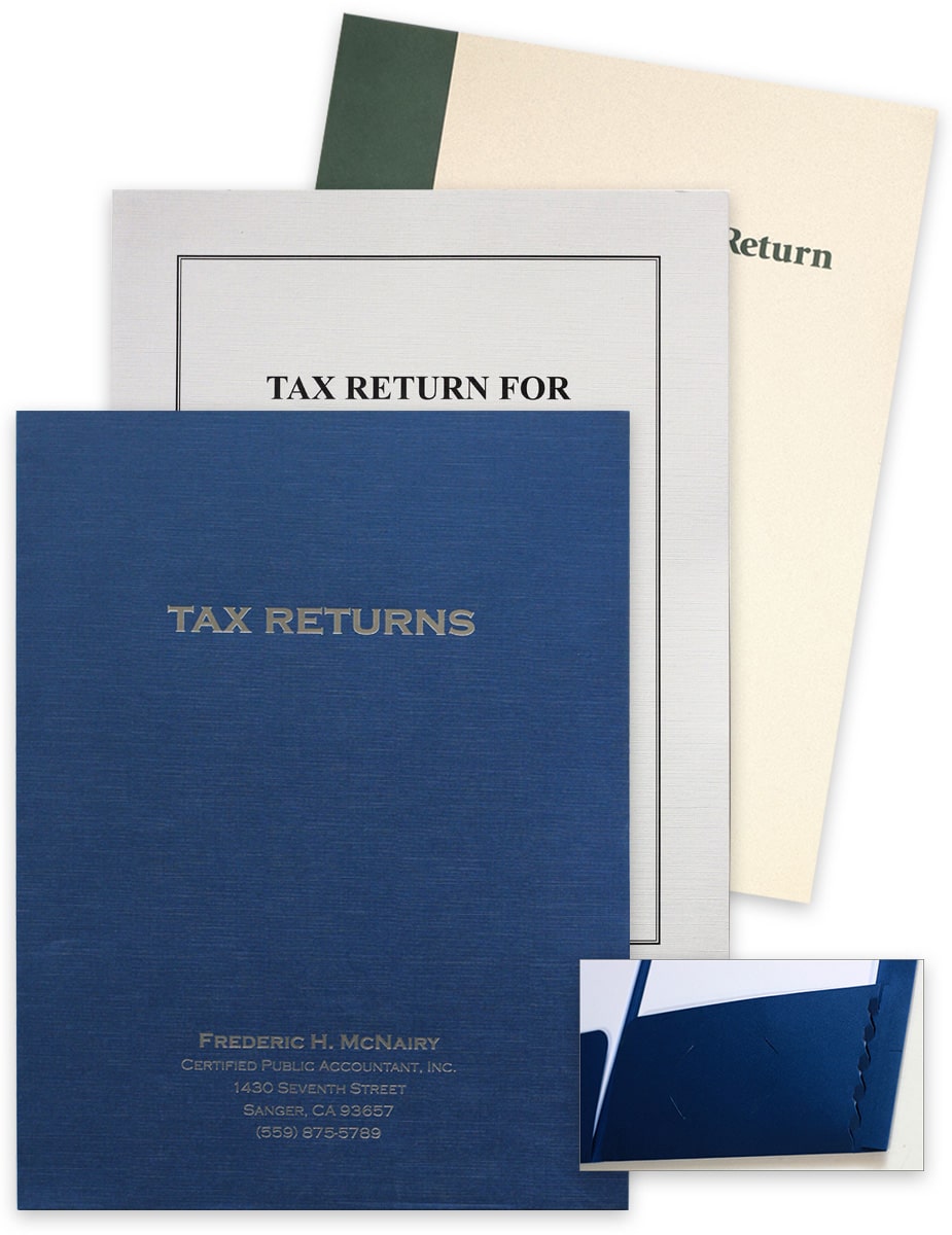 Tax Folders with Expandable Pockets, Stock or Custom Ink or Foil Stamped, 2 Expanding Pockets for Large Client Tax Return Documents - DiscountTaxForms.com