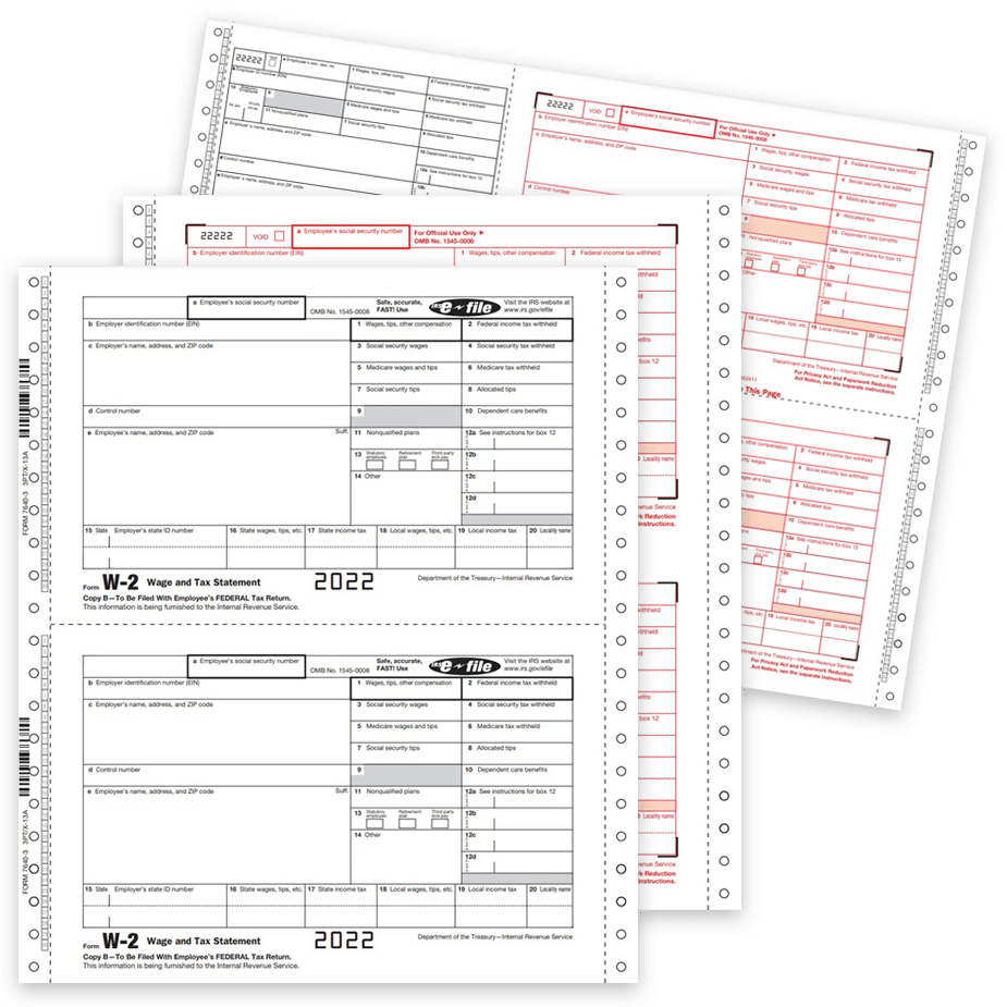 W2 Carbonless Continuous Forms W2 Tax Forms, Carbonless Continuous Multi-Part Forms for Pin-Fed Printers or Typewriters - DiscountTaxForms.com