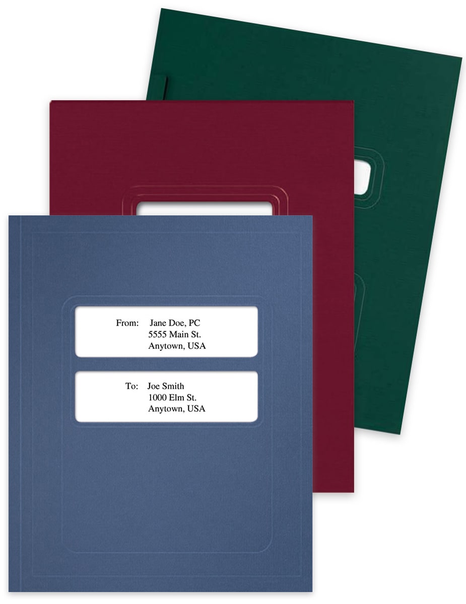Window Folders for Tax Software Coversheets, with Many Double and Single Window Placement Options, Colors and Folder Styles for Presenting Client Tax Returns - DiscountTaxForms.com