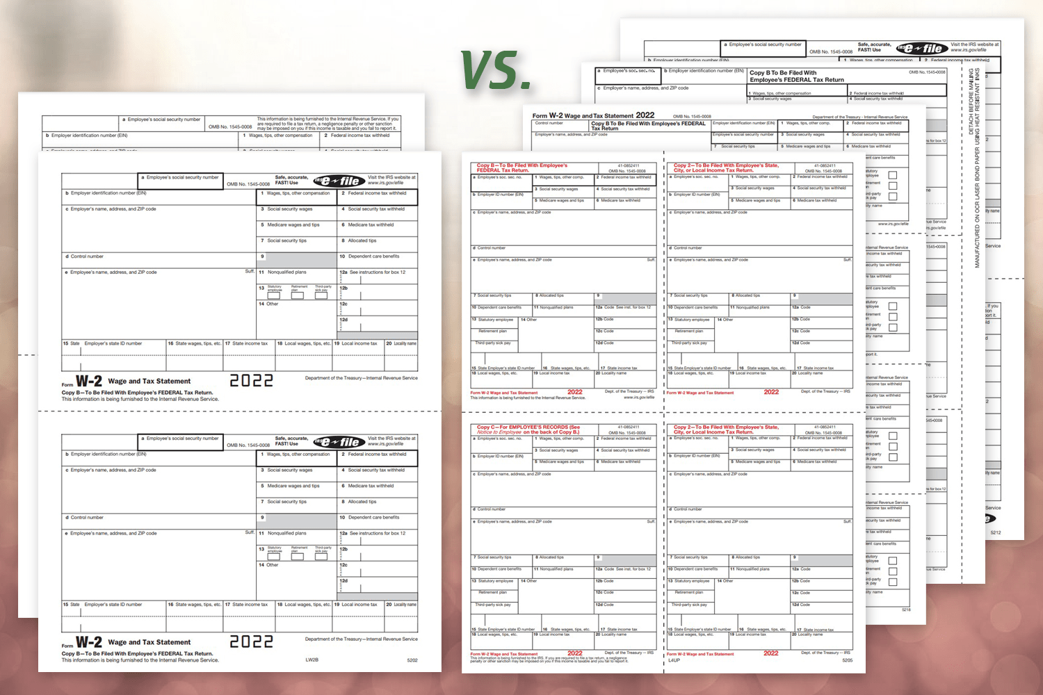 Official Traditional 2up vs Condensed W2 Forms W2 Formats: Official 2up Forms vs. Condensed 3up and 4up Forms - DiscountTaxForms.com