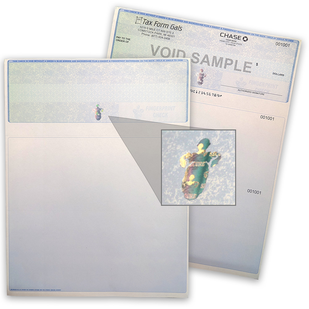 Premium Business Checks with Hologram Foil Icon for High-Security. Preprinted logo checks and blank check stock at discount prices - no coupon needed - DiscountTaxForms.com