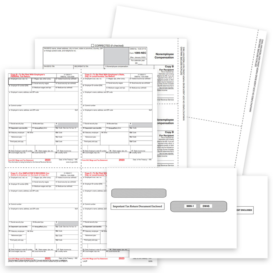 1099 & W2 Tax Form Sets with Only Recipient Copies for Businesses that E-File in 2023 - DiscountTaxForms.com