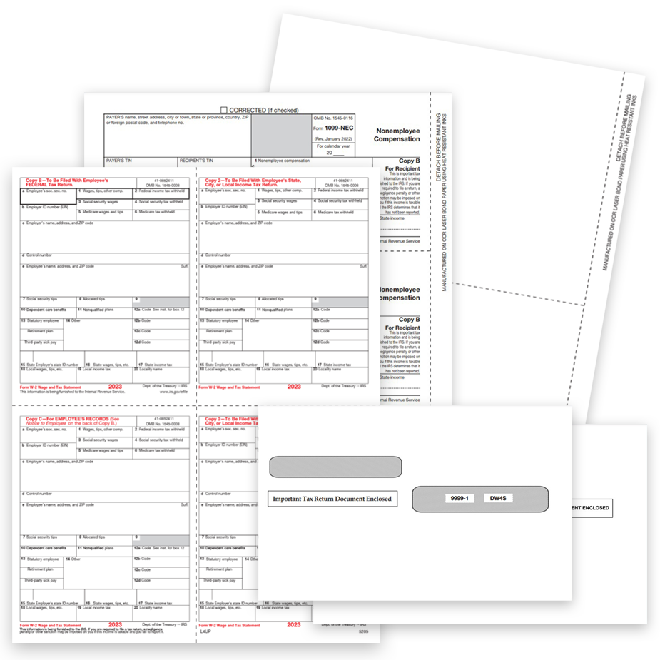 1099 W2 Recipient Copy Only Sets 2023 1099 & W2 Tax Form Sets with Only Recipient Copies for Businesses that E-File in 2023 - DiscountTaxForms.com