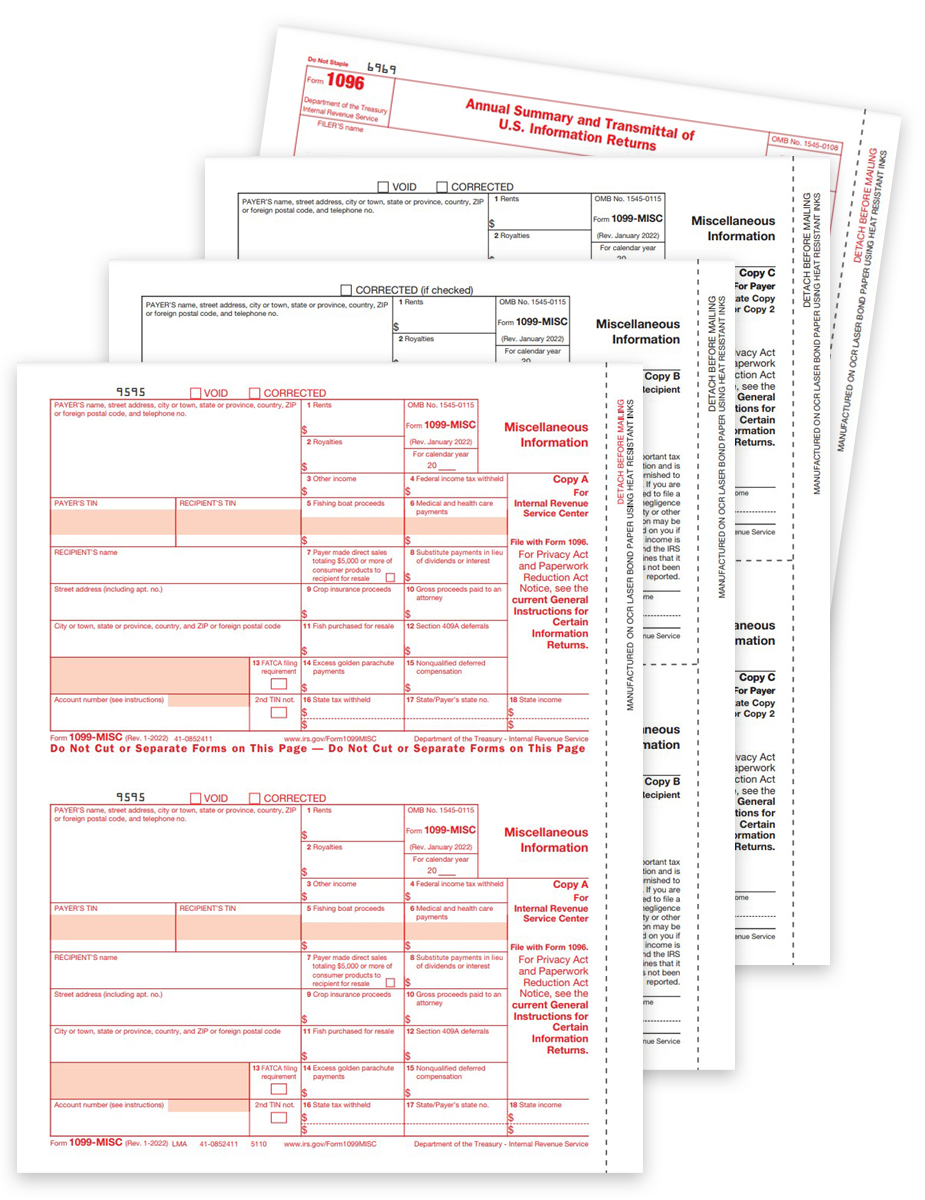 1099MISC Tax Form Sets to Report Miscellaneous Income to the IRS and Recipients - DiscountTaxForms.com