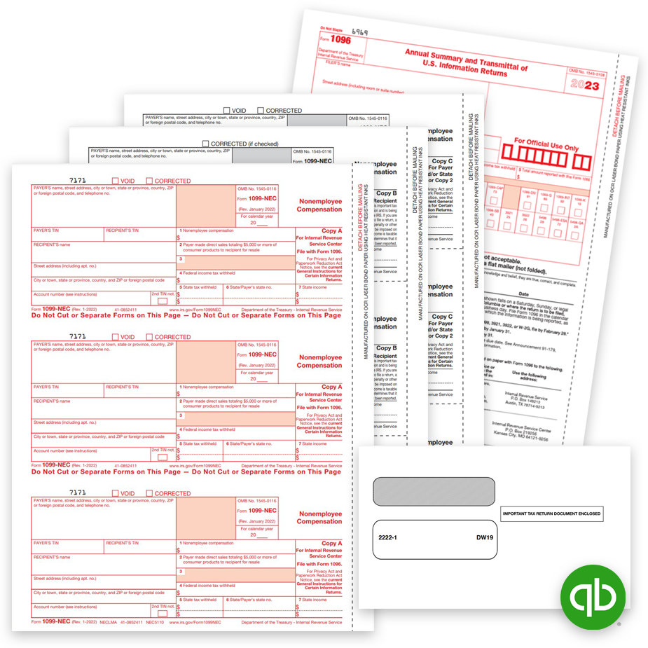 Intuit QuickBooks Compatible 1099 Tax Forms for 2023, Discount Prices No Coupon Code Needed - DiscountTaxForms.com