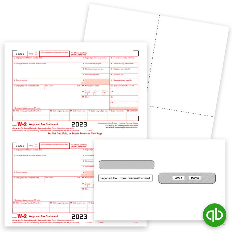 QuickBooks W2 Tax Forms and Perforated Paper for 2023, Intuit Compatible W2 Forms at Big Discounts, No Coupon Needed - DiscountTaxForms.com