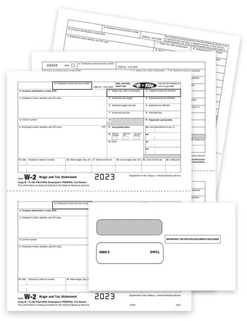 W2 Form & Envelope Sets for Efilers 2023, Employee and Select Employer Copies Only 5-part, Big Discounts, No Coupon Code Needed - DiscountTaxForms.com