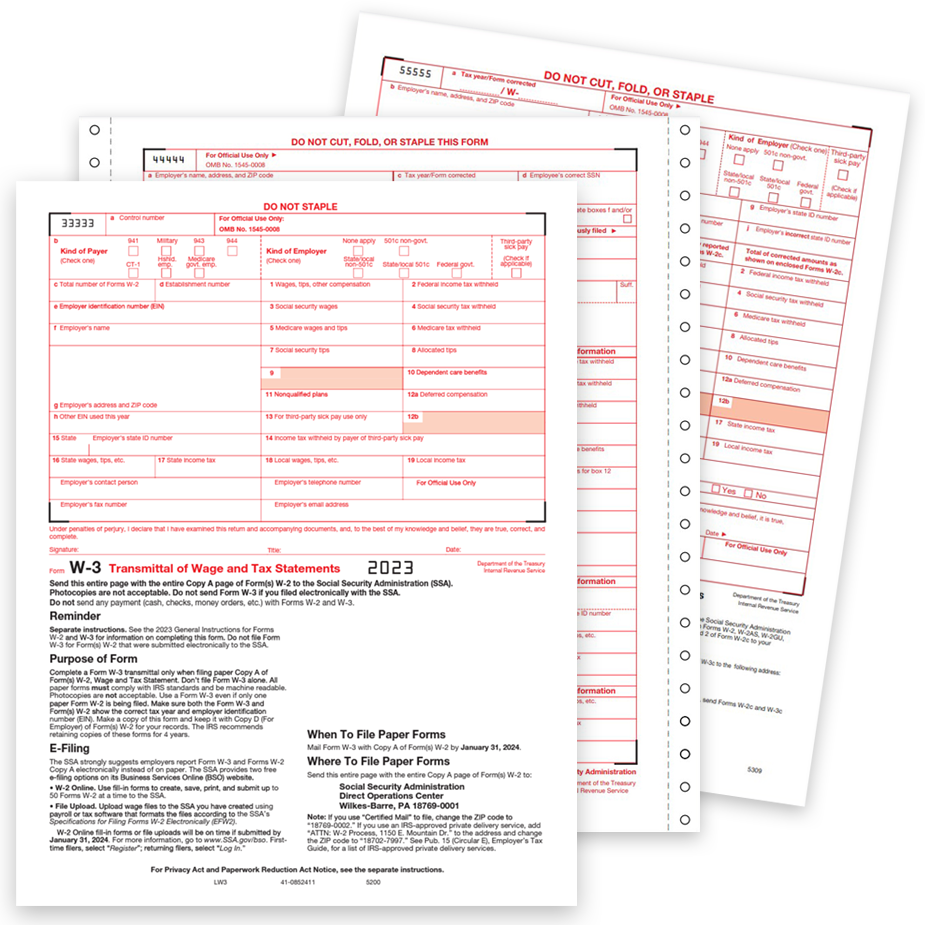 2023 W3 Forms, Summary & Transmittal for W2 Forms - DiscountTaxForms.com