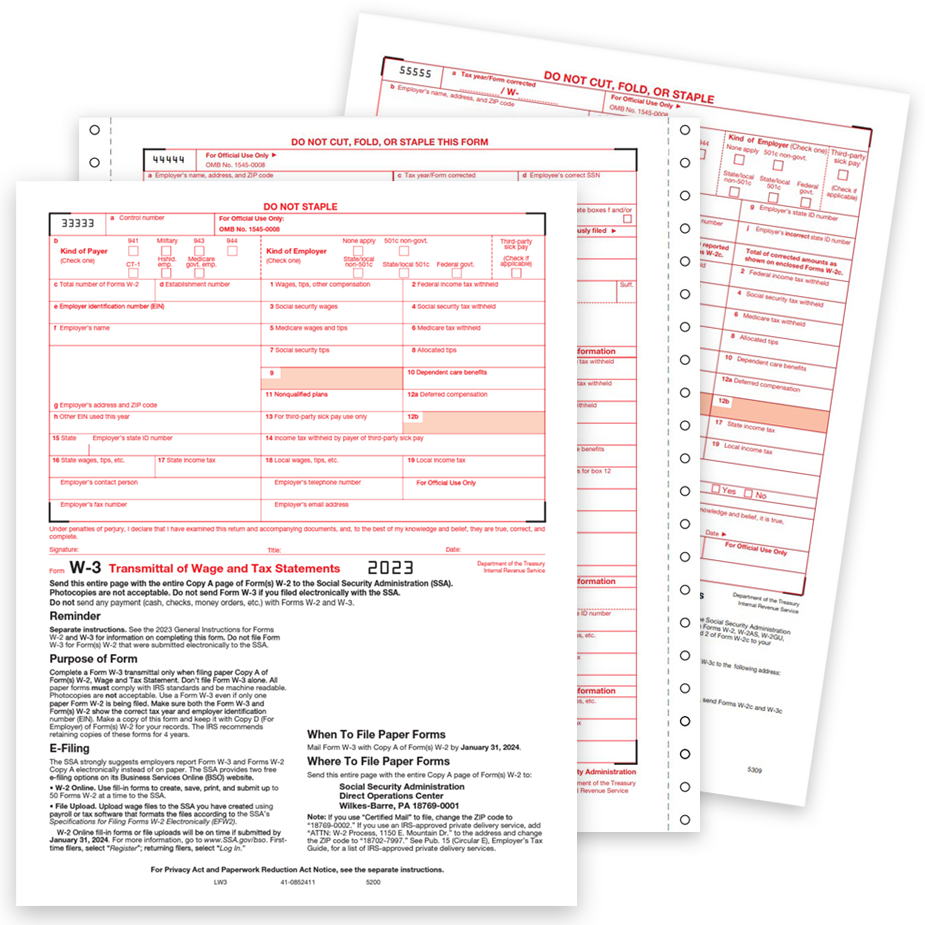 W3 Tax Forms 2023 2023 W3 Forms, Summary & Transmittal for W2 Forms - DiscountTaxForms.com