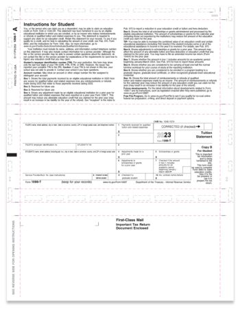 1098T Pressure Seal Tax Forms, 11-inch Z-fold, Student Copy B for 2023 - DiscountTaxForms.com