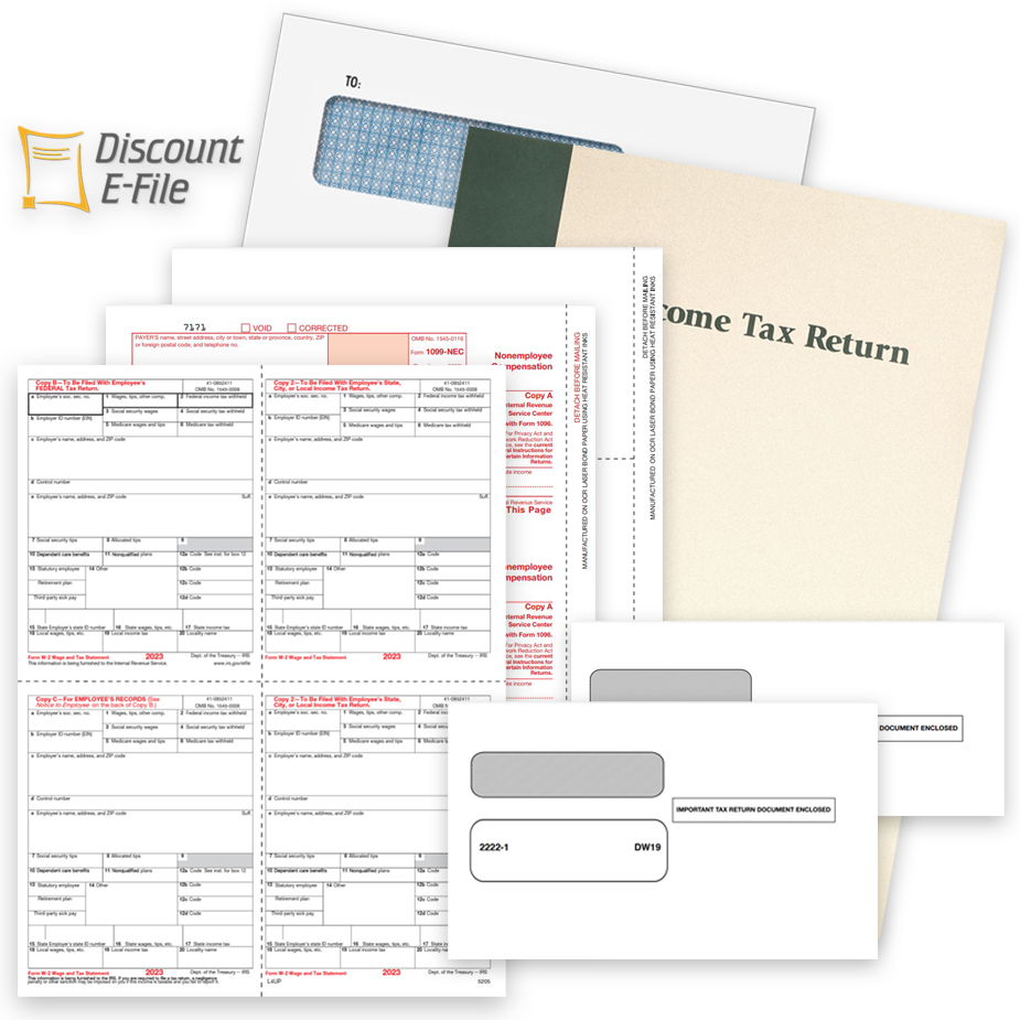 2023 1099 & W2 Filing and E-File Services, Tax Return Folders and Envelopes and Essential Business Supplies at Discount Prices, No Coupon Code Needed - DiscountTaxForms.com