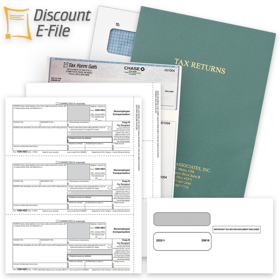 Discount Tax Forms Discount Tax Forms 1099 & W2 Filing, Tax Folders, Envelopes and Business Checks at Big Discounts, No Coupon Needed - DiscountTaxForms.com