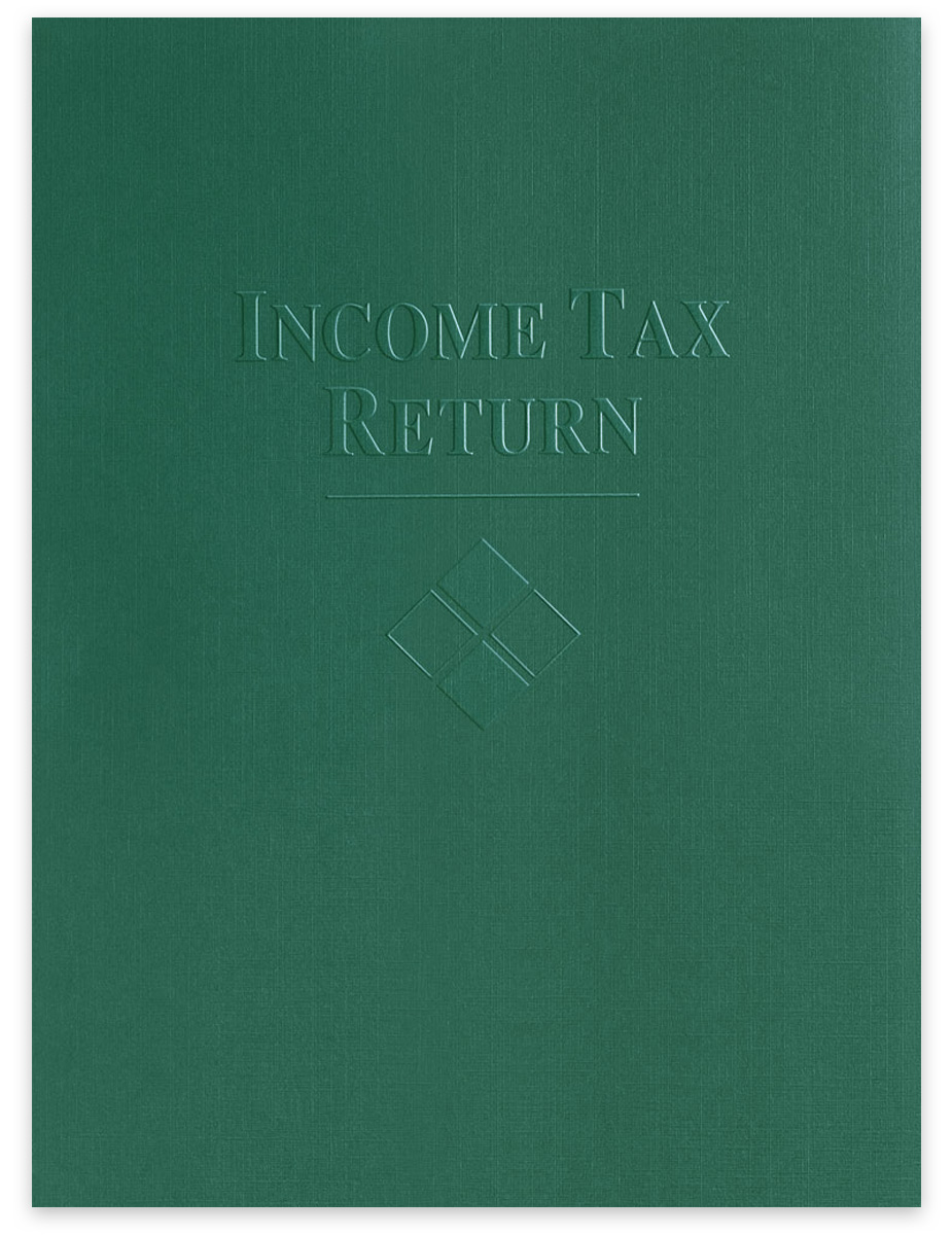 Embossed Income Tax Return Folder for Client Tax Presentation, 2 Pockets, 9" x 12" - DiscountTaxForms.com
