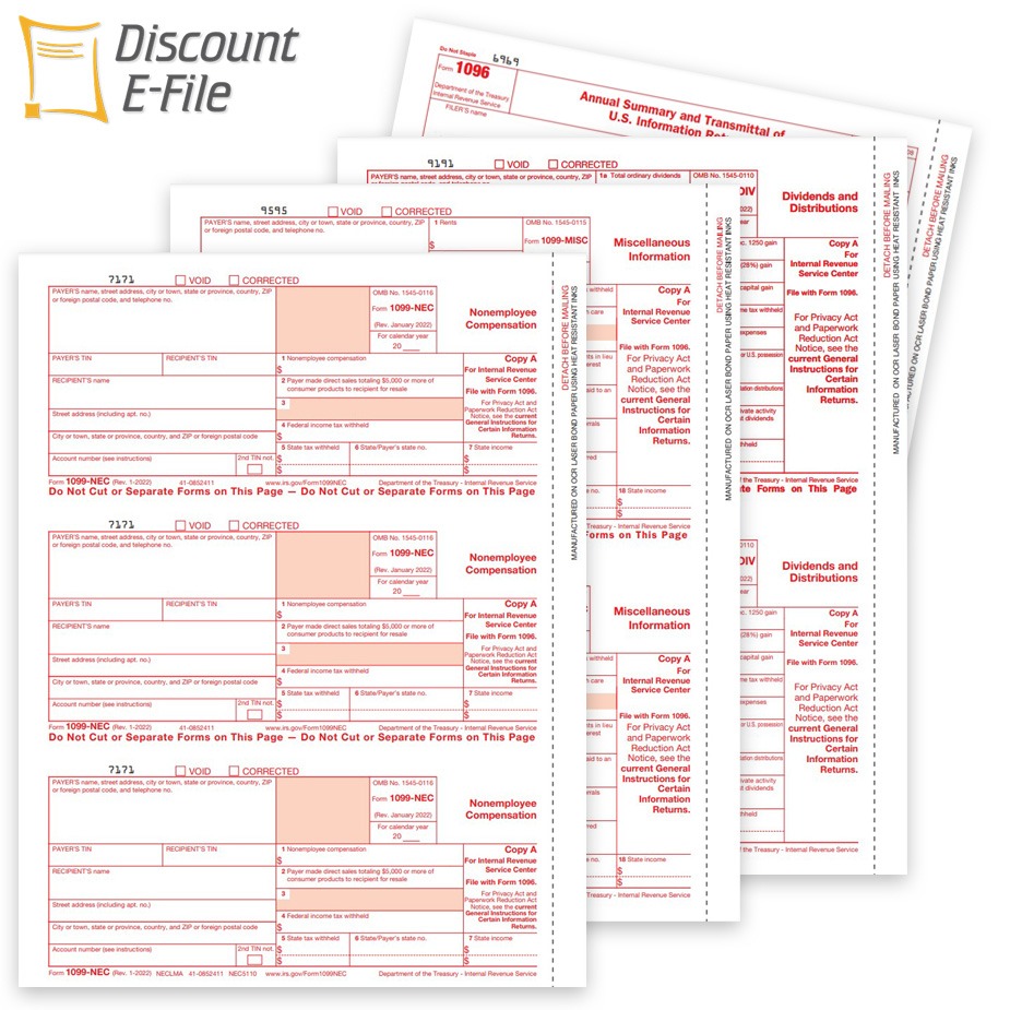 1099 Copy A Forms and Efile Order 1099 Tax Forms for the IRS, Copy A Red Forms and Easy E-Filing Options at Big Discounts, No Coupon Needed - DiscountTaxForms.com