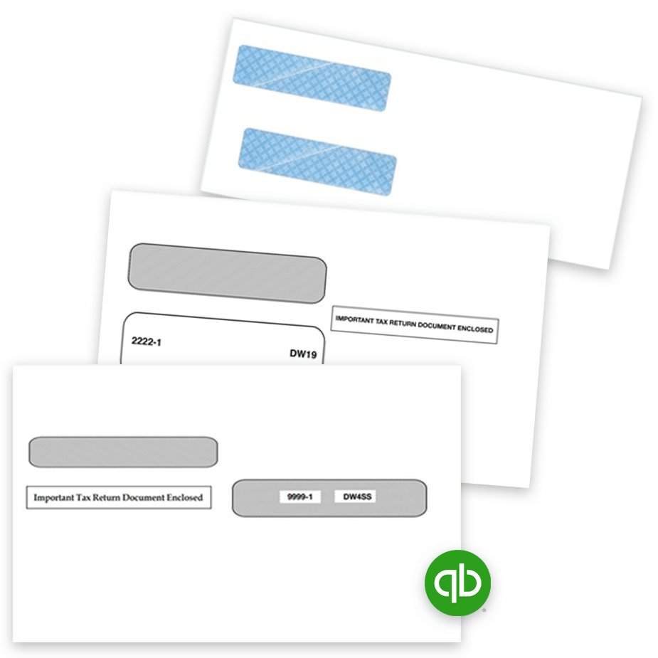 QuickBooks Envelopes for Checks and Tax Forms Intuit QuickBooks Compatible Envelopes for Checks and Tax Forms at Big Discounts, No Coupon Code Needed. Security Tint, Double Window Envelopes - DiscountTaxForms.com