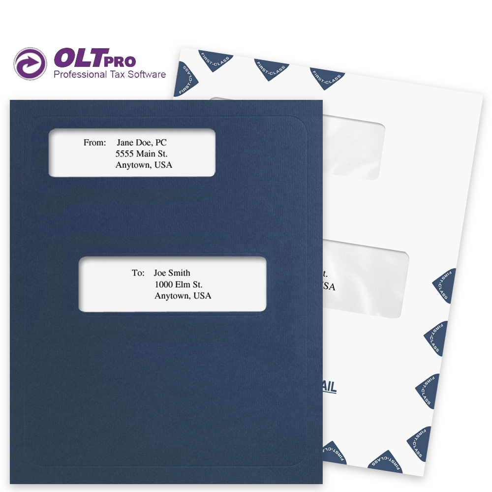 OLT Pro Software Compatible Folders Envelopes OLT Pro Software Compatible Window Folders and Envelopes for Client Presentation - DiscountTaxForms.com