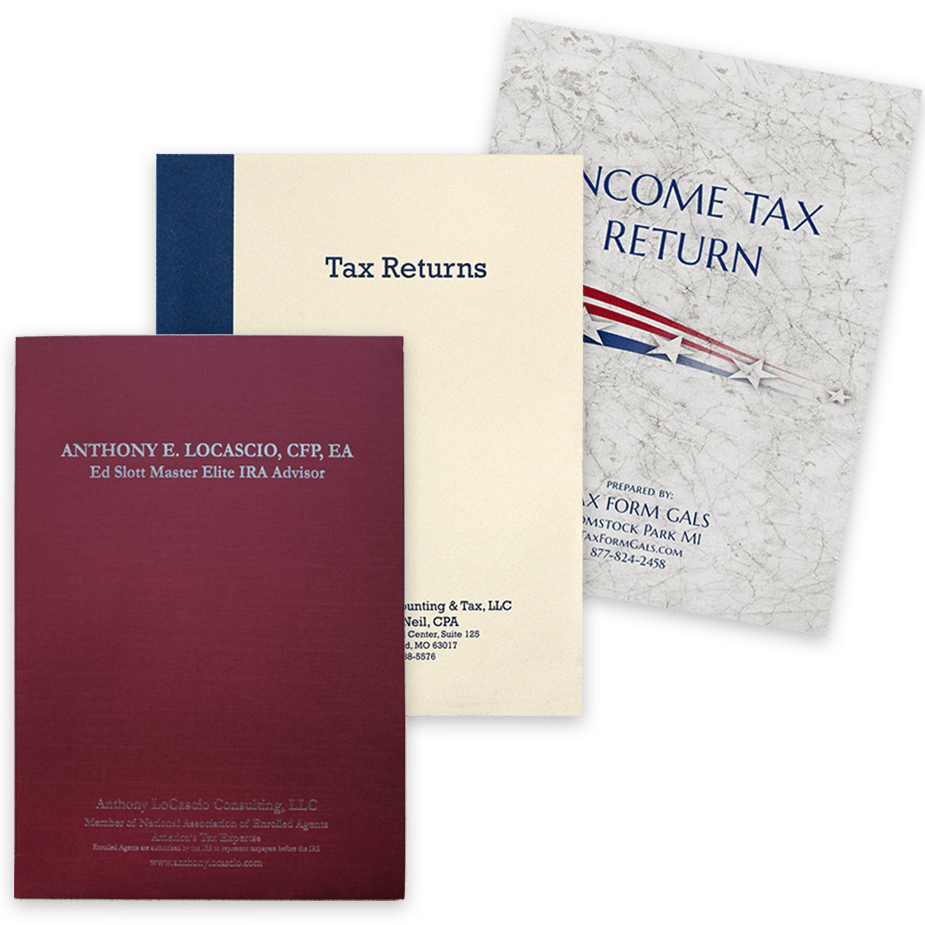 Custom Personalized Tax Folders Custom Tax Return Folders with Personalized Ink Imprinting, Foil Stamping or Full-Color Printing for Tax Preparers, Two Pockets and Many Options - DiscountTaxForms.com