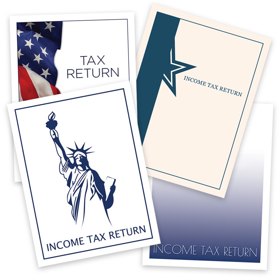 Budget Tax Return Folders A New Line of Budget Tax Return Folders for Tax Preparers, Featuring Patriotic Designs and Customization Options, Low Prices and Big Discounts, No Coupon Needed with The Tax Form Gals - DiscountTaxForms.com