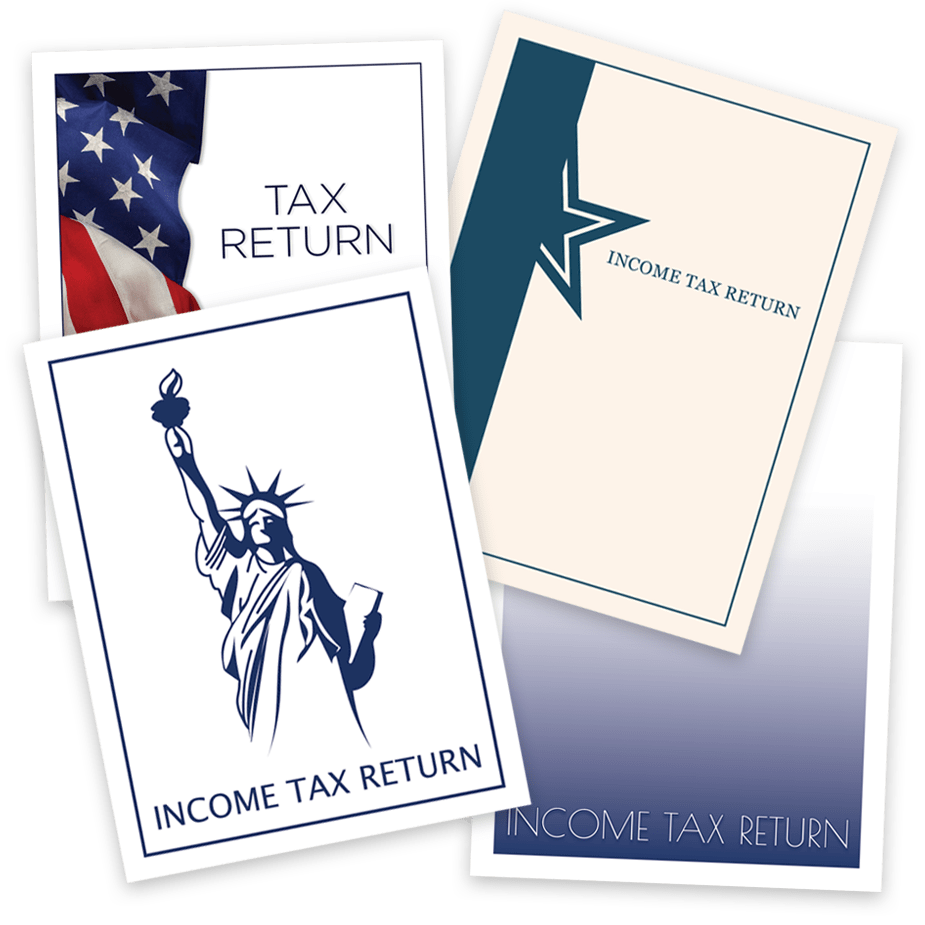 Budget Folders Group Budget Tax Return Folders for Tax Preparers, Featuring Patriotic Designs and Customization Options, Low Prices and Big Discounts, No Coupon Needed with The Tax Form Gals - DiscountTaxForms.com