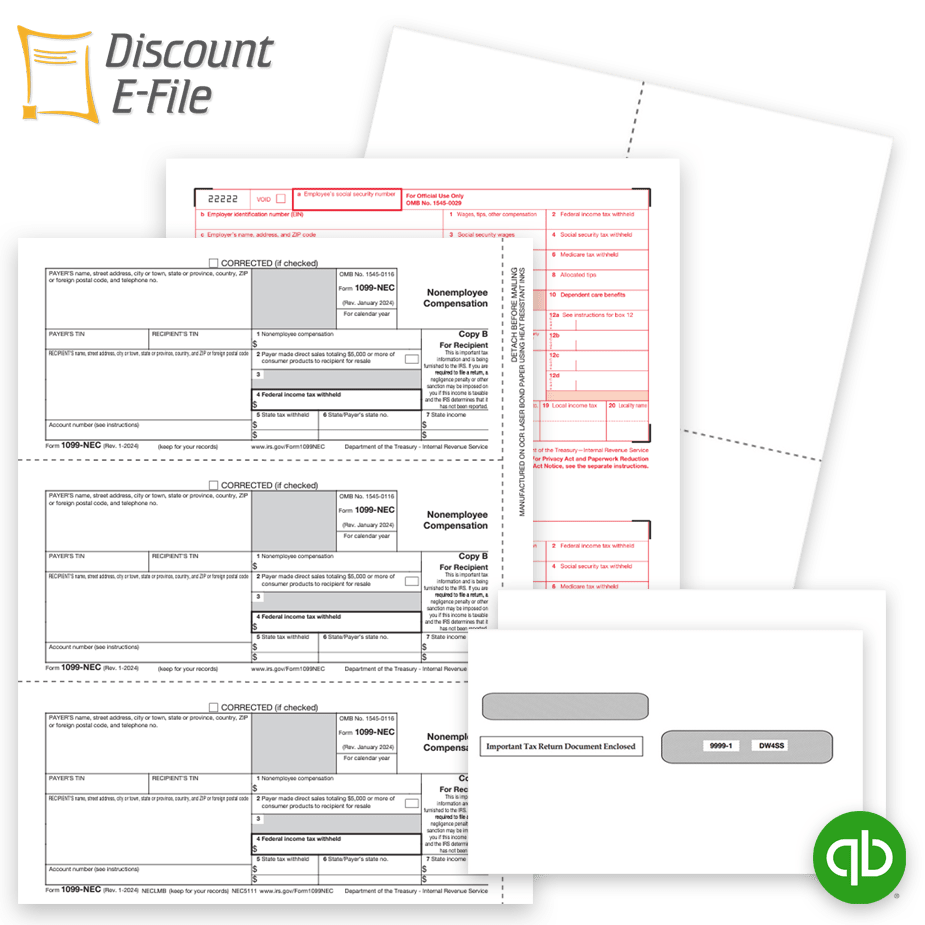 Order QuickBooks Compatible 1099 & W2 Tax Forms and E-file Options at Big Discounts, No Coupon Code Needed - DiscountTaxForms.com