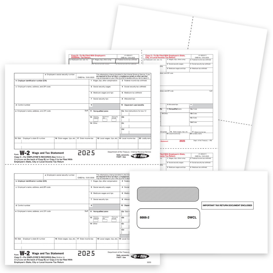 Order W2 Tax Form Sets with Optional Envelopes for 2025 - DiscountTaxForms.com