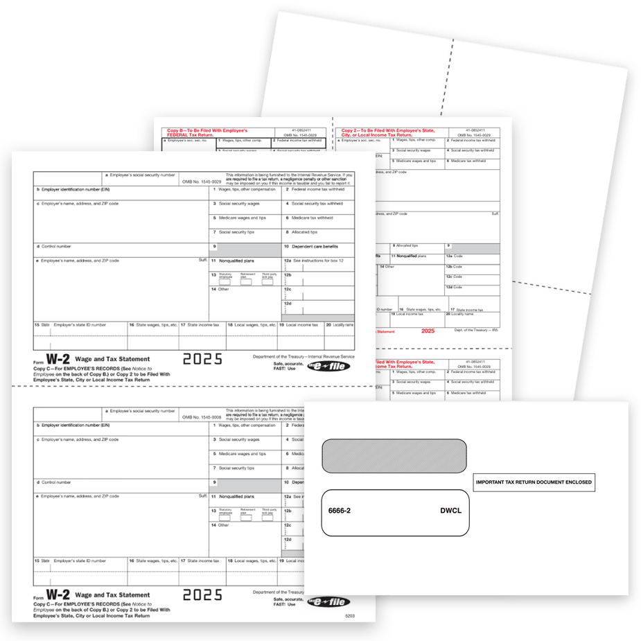 Order W2 Tax Form Sets with Optional Envelopes for 2025 - DiscountTaxForms.com