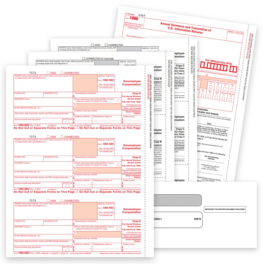1099 Tax Form Sets Order 1099 Tax Form Sets with Official IRS Forms and Envelopes or Blank Paper at Big Discounts, No Coupon Needed - DiscountTaxForms.com