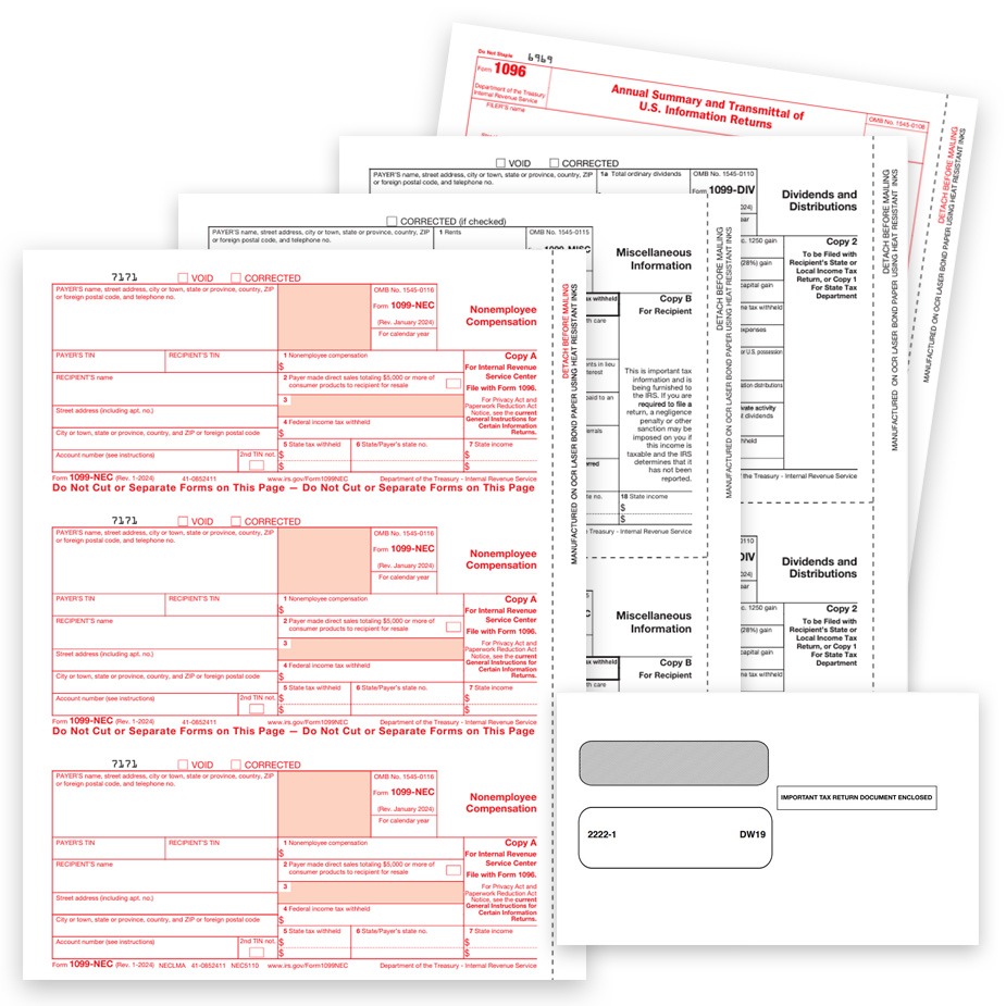 1099 Tax Forms Official Preprinted Forms Order Official IRS 1099 Tax Forms, including 1099NEC, MISC, DIV, INT and more at Big Discounts, No Coupon Code Needed - DiscountTaxForms.com