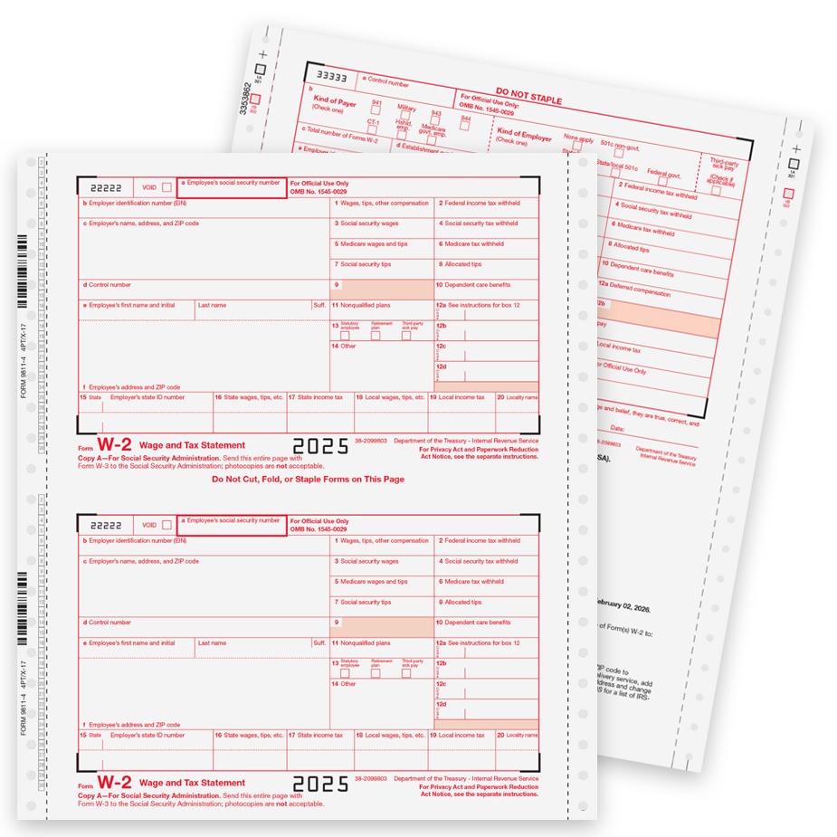 W2 Continuous Forms 2025 Order Continuous W2 Carbonless Forms for 2025 at Big Discounts, No Coupon Needed - DiscountTaxForms.com