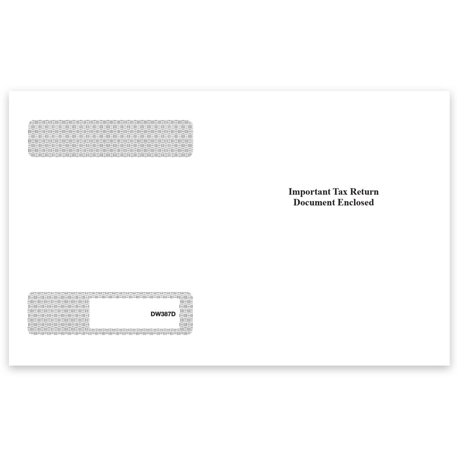 Order W2 Envelopes 4up with Diagonal Seam for Machine Sealers, 4up V2A Horizontal Format, Gum-Moisture Seal with Double Windows and Security Tint, "Important Tax Return Documents Enclosed" Printed on Front - DiscountTaxForms.com